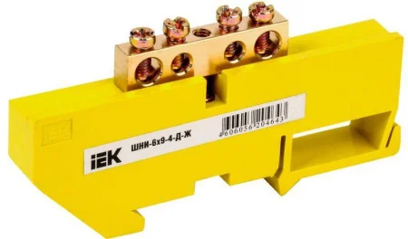 Шина PE  земля  на DIN-изол. ШНИ-6х9-4-Д-Ж YNN10-69-4D-K05 (IEK)  20