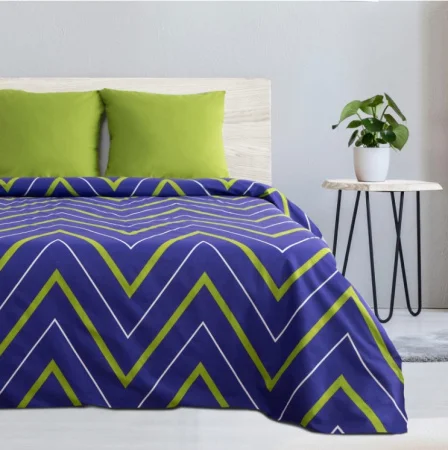 Постельное белье Этель евро Зелено-синие зигзаги 200х217см 220х240см 70х70см-2 шт поплин 125г/м2 2565821