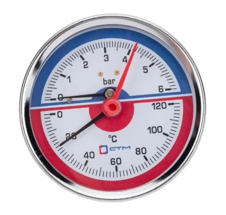 Термо-манометр аксиального подключения 1/4", измерение до 6 бар; до +120°С  CTM14A06 (СТМ)