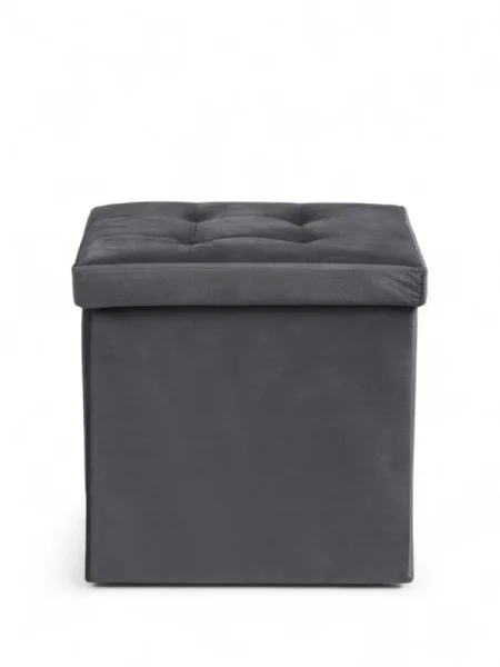 Пуф с ящиком 38х38х38см велюр 10 серый, нагрузка 120кг 10881142
