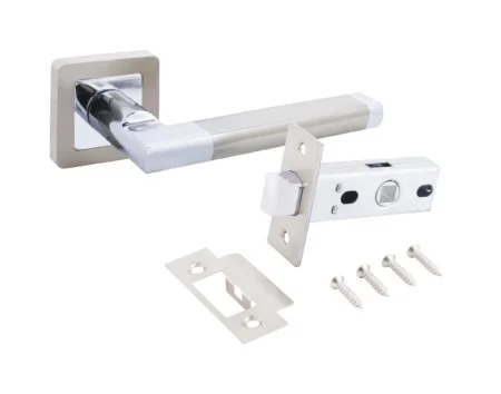 Ручка дверная АЛЛЮР АРТ ВЕНСАН SN/CP+L45-8 SN (2682/S45) с защелкой матовый никельель/хром