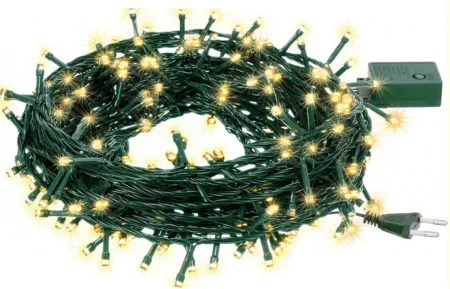 Гирлянда VEGAS «Нить» 10м IP20 100 теплых LED ламп контроллер 8 режимов зеленый провод 220v 55062  1