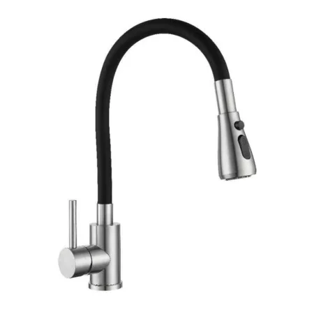 Смеситель для кухни GROSS AQUA 3241609SSB Neosteel черный гибкий излив