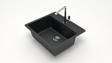 Мойка иск. камень черная матовая 570x505х200мм 9 Q4 (Agata)  1