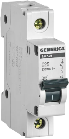 Выключатель автомат. модул. 1п C 25А 4.5кА ВА47-29 MVA25-1-025-C (Generica)  12