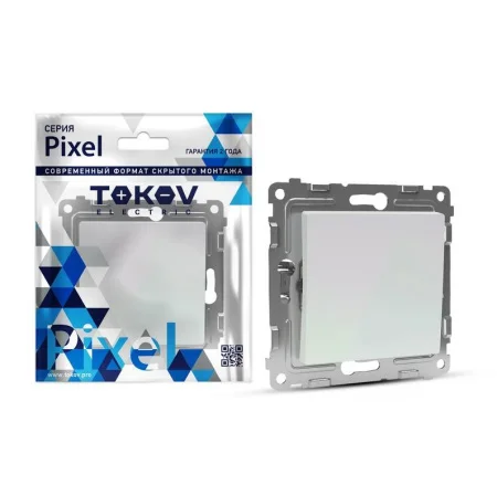 Переключатель проходной 1-кл. СП Pixel 10А IP20 механизм перламутр. TOKOV ELECTRIC TKE-PX-P1-C04