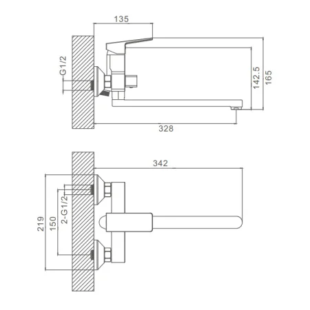 Смеситель для ванны и душа Prohanss P60.22.09 графит