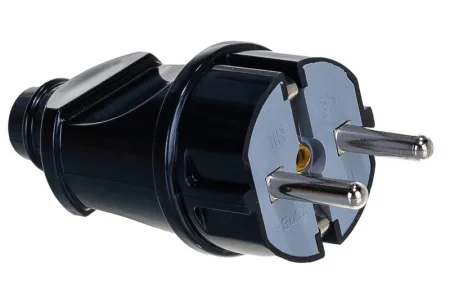 Вилка кабельная c заземлением прямая 16А черная А1010 UNIVersal