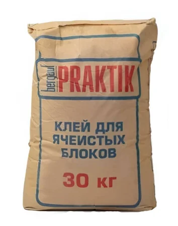 Клей для ячеистых блоков 30кг Bergauf Praktik 1уп=48шт Клей для ячеистых блоков 30кг Bergauf Praktik 1уп=48шт