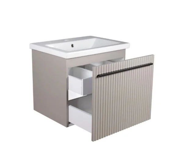 Тумба подвесная AGATA Суматра 60 АТ60-436 Тортора, 2 ящика с раковиной Como 60