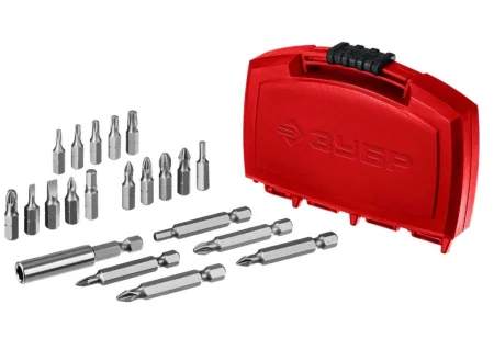 Набор бит 21 предм. +магнитный адаптер  МХ-21  сталь CR-V в боксе Зубр 26600-H21  1