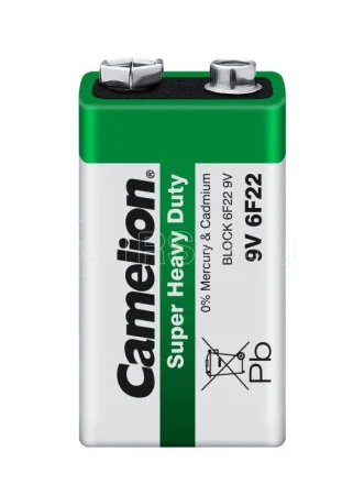 Элемент питания солевой "Крона" R6F22/6F22-SP1G 9В (блистер 1 шт) 1663 Camelion