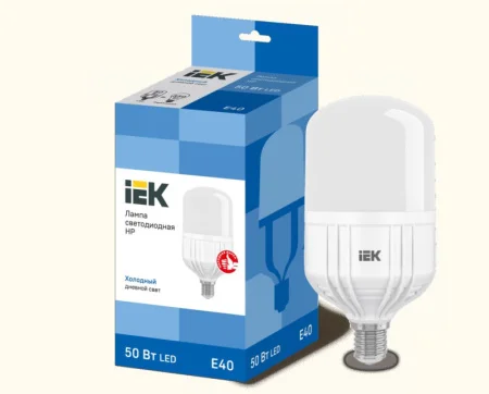 Лампа светодиодная HP 50Вт 230В 6500К E40 IEK LLE-HP-50-230-65-E40