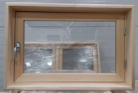 Оконный блок осина 400х600х65 (двойное остекление, фурнитура) *1 Оконный блок осина 400х600х65 (двойное остекление, фурнитура) *1