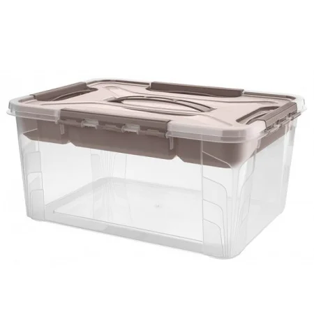 Ящик универсальный с замками и вставкой - органайзером  Grand Box  15,3л 390х290х180мм коричневый 43