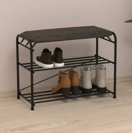 Подставка для обуви 2-х полочная 60 "Альфа 23" с сиденьем черный ПДОА23С Ч (ЗМИ) *1