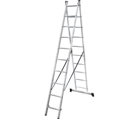 Лестница 10 ступеней 2-секционная алюминиевая Новая Высота NV 1220 1220210  1