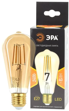 Лампа Е27  Filament  7Вт 440Лм 2400К F-LED ST64-7w-824-E27 gold Б0047664 (Эра)  1 20