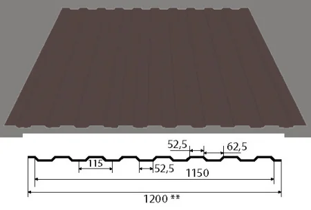 Профлист С-8 1200х6000х0,45мм RAL8017 коричневый (7,2 м²)