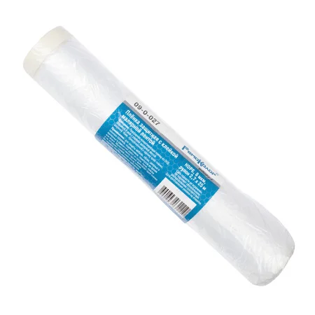 Пленка защитная с клейкой малярной лентой, прозрачная, HDPE, рулон 2,7х25м, толщина 8мкм, 09-0-027