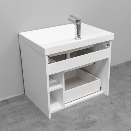 Тумба подвесная Garda Puro 60 с 2 ящиками, фасад фрезерованный с нишами (под Астория) PU-T60-W белый