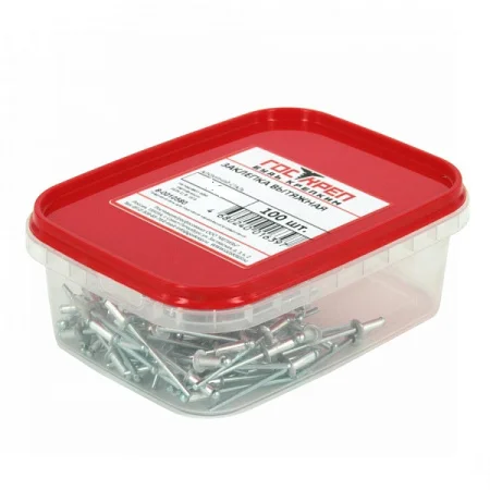 Заклепка вытяжная ал/ст, 4,0х10 100шт ГОСКРЕП/ЖЕСТЬ