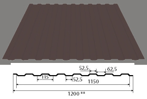Профилированный лист С-8 8017 (коричневый шоколад) ОН 1200х3000