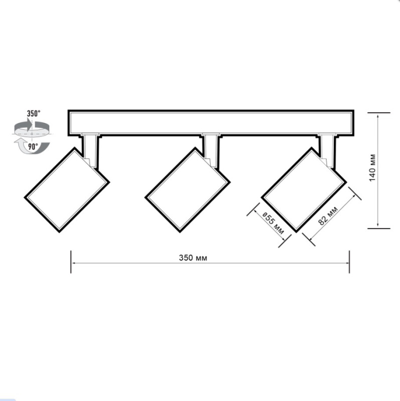 Светильник спот PDL-R под лампу 3xGU10 макс. 3х15Вт BL 230В IP20 черн 5049383 (JazzWay) *1