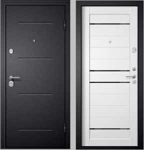 Дверь металлическая M_3 (2К_черный шелк/ царга МДФ12, ПВХ белый, ст_черное) 960 левая