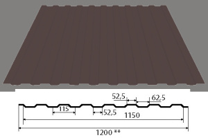 Профлист С-8 1200х3000х0,45мм RAL8017 шоколад (3,6м²)