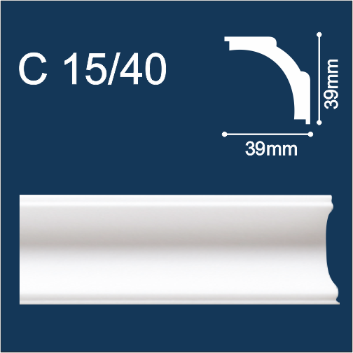 Плинтус потолочный экструзионный С15/40 2м (39х39мм) Солид *1/95