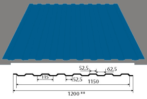 Профлист С-8 1200х6000х0,45мм RAL5005 сигнально-синий (7,2м²)
