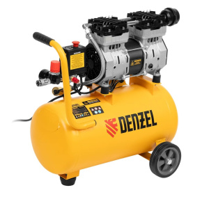 Компрессор Denzel DLS950/24 безмаслянный малошумный 950Вт 165л/мин,ресивер 24л 58026 *1