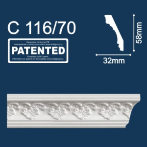 Молдинг инжекционный белый C116/70 (58х32мм*2м) Солид *1/50