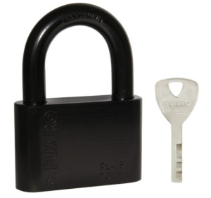 Замок навесной FUARO PL-WEATHER-1550 Black 4 fin key ( PL-15-50) диск. /блистер *12