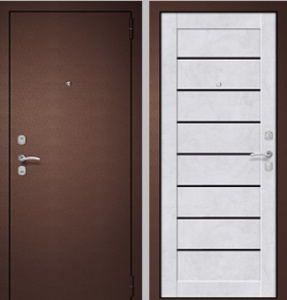 Дверь металлическая METIX 22 (ЦГ70 Антик медь, МДФ16, бетон снежный/ст. черное) 860 правая