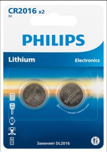 Элемент питания литиевый CR2016-2BL (блистер 2шт) Б0064674 Philips