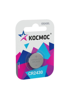 Элемент питания литиевый CR2430 1хBL (блистер 1шт) KOCR24301BL Космос