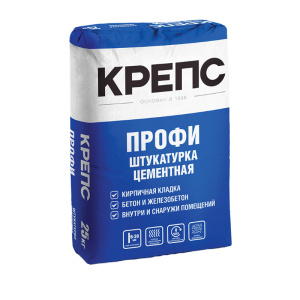Штукатурка цементная с армирующим волокном Профи Крепс 25кг
