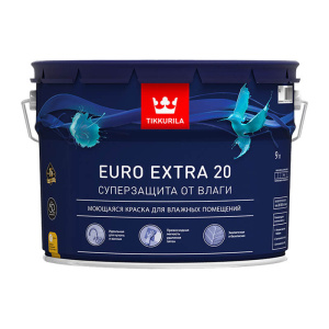 Краска Tikkurila Euro Extra 20 моющаяся полуматовая 9л