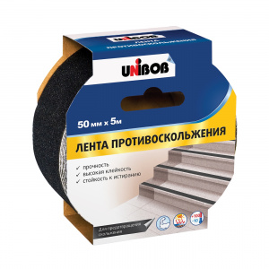 Лента клейкая противоскольжения UNIBOB 50мм х 5м черная *1/24 (39293)