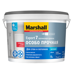 Краска Marshall EXPORT 7 особо прочная латексная матовая 9л