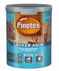 Лак на водной основе для мебели и стен Пинотекс Lacker Aqua 70 (глянцевый) 9 л