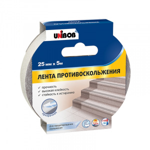 Лента клейкая противоскольжения UNIBOB 25мм х 5м прозрачная *1/44 (54804)