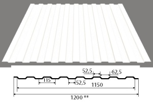 Профилированный лист С-8 9003 (белый) ОН 1200х3000
