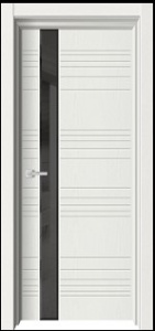 Дверь межкомнатная ДвериГУД L21 900х2000мм Snow Soft кромка черная, стекло черное