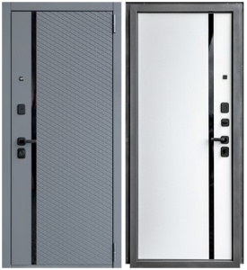 Дверь входная металлическая ДК 80 Г  Софт графит / Софт бел снег с фурн. и цил.  860х2050 левая (М036744)