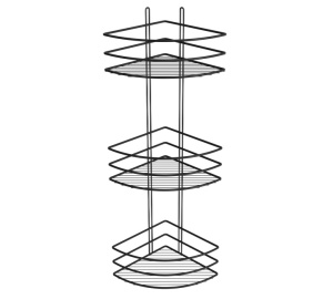 Полка угловая 3-ярусная 20х20х66см черная с крючком П18464-2 BERG