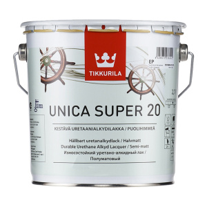 Лак Уника Супер 20 EP алкидоуретановый универсальный п/мат. Тиккурила 2,7л.