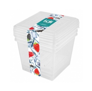 Набор контейнеров для заморозки продуктов "Asti" 3шт 1л квадратные прозрачные 221101301/00 *1/12